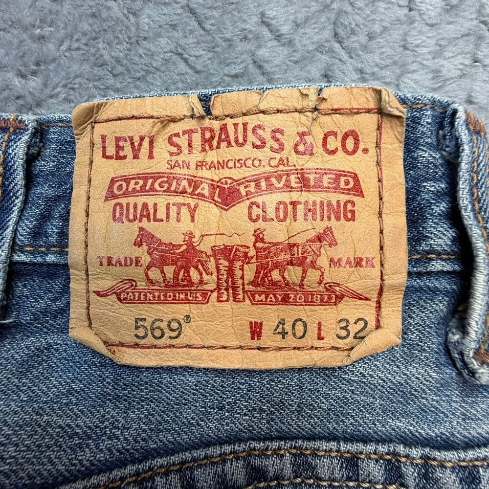 Levi's 569 Jeans Mens 42x30 Blue Y2K Loose Straight Fit Medium Wash Denim Casual
